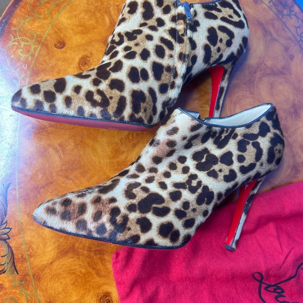 Christian Louboutin Leopard Print Heels with Red Soles - Picture 2 of 7